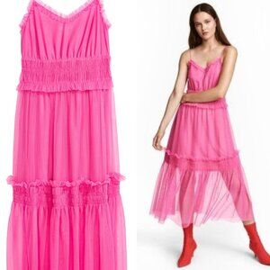 H&M Pink Ruffle Midi Dress